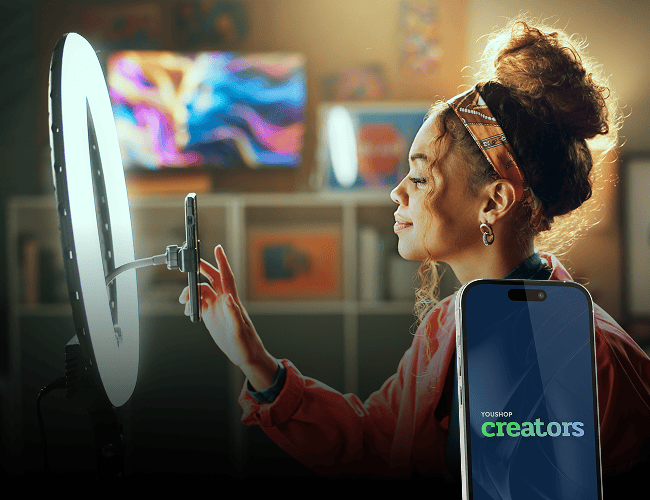 Creator usando a plataforma YouShop para vender produtos